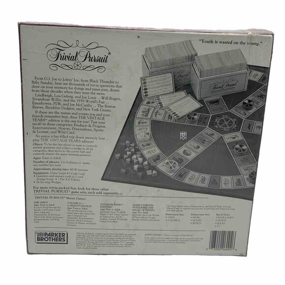 Trivial Pursuit The Vintage Years 1920-1950 Sealed Parker Brothers Read - Picture 2 of 5